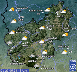 Aktuelles Wetter in Hessen, Rheinland-Pfalz und Saarland