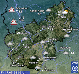 Aktuelles Wetter in Hessen, Rheinland-Pfalz und Saarland