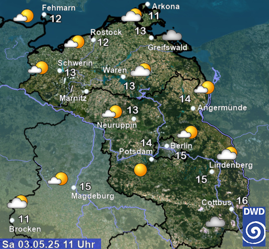 aktuelles Wetter und aktuelle Temperatur Region Nordost