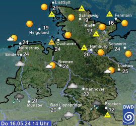 Aktuelles Wetter in Schleswig-Holstein, Hamburg, Bremen und Niedersachsen