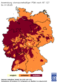 Clomazonehaltige PSM, Vorhersage heute + 1 Tag