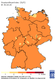 aktueller Grasland-Feuerindex, heute + 1 Tag