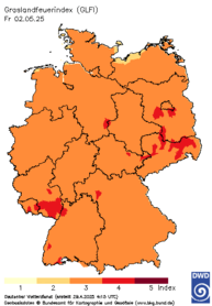 aktueller Grasland-Feuerindex, heute + 3 Tage