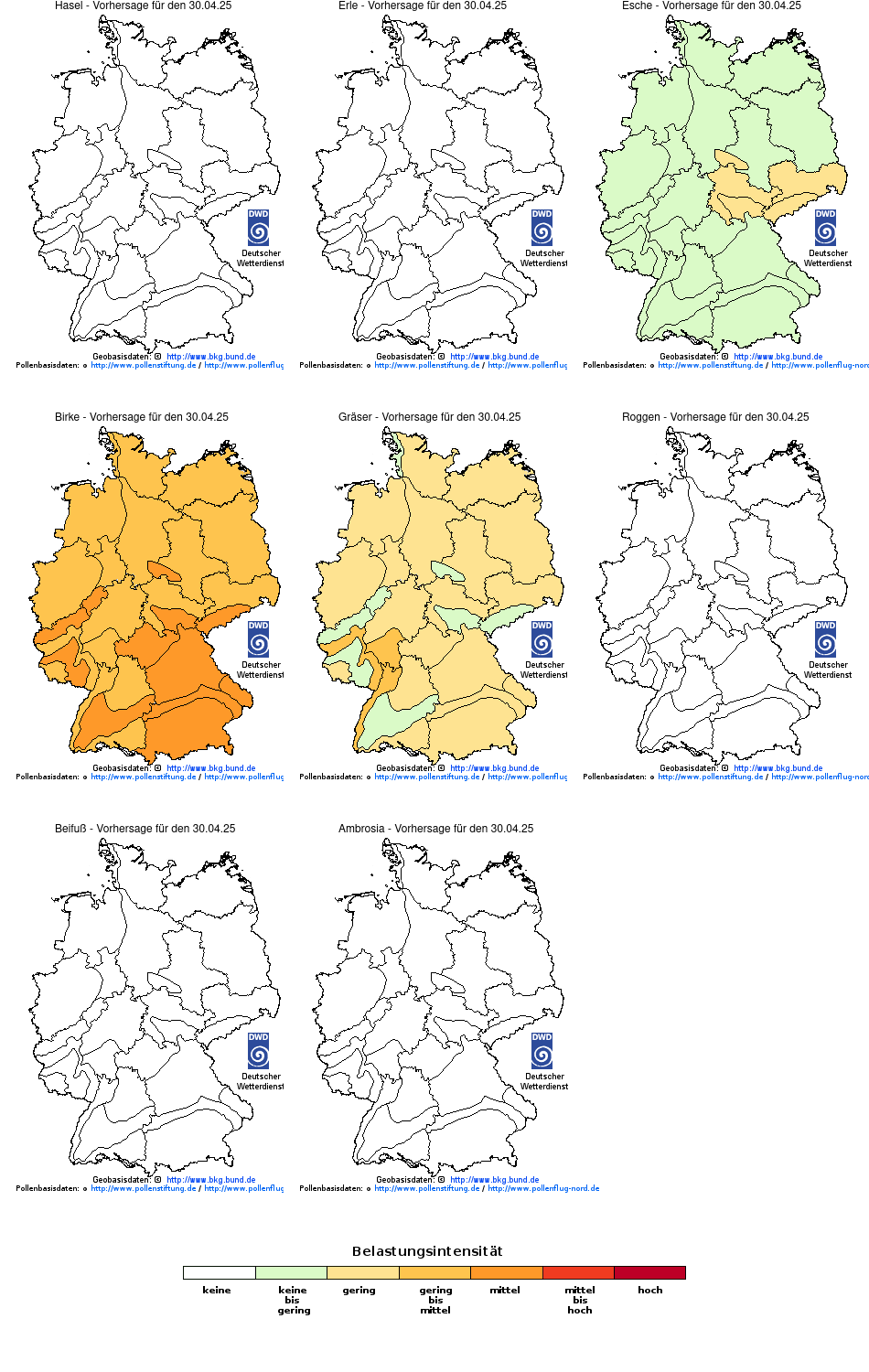 Vorhersage - Pollenflug-Gefahrenindex