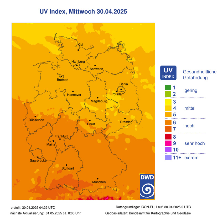 UV-Gefahrenindex - Vorhersage