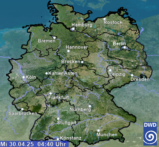 Radarbild Deutschland - Darstellung der Niederschlagsverteilung