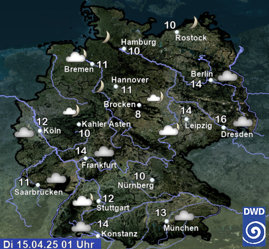 aktuelles Wetter und aktuelle Temperatur in Deutschland