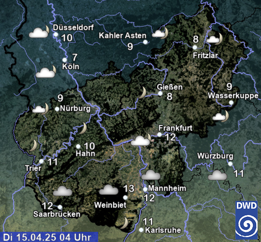 aktuelles Wetter und aktuelle Temperatur Region Mitte