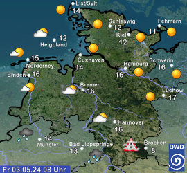 Aktuelles Wetter in Schleswig-Holstein, Hamburg, Bremen und Niedersachsen