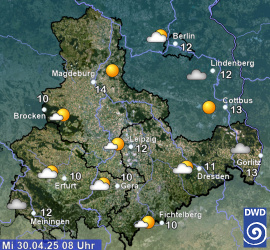 Aktuelles Wetter in Sachsen, Sachsen-Anhalt und Thüringen