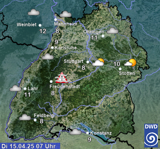 aktuelles Wetter und aktuelle Temperatur Region Suedwest