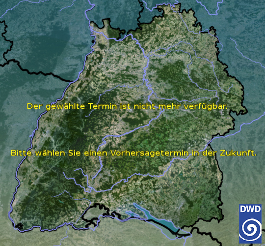 Vorhersage für heute früh mit Tiefsttemperatur und Wetter für Region Suedwest