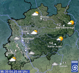 Aktuelles Wetter in Nordrhein-Westfalen